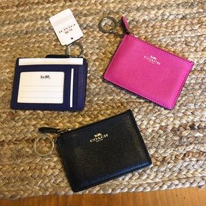 Coach ID/credit card key chain holder leather